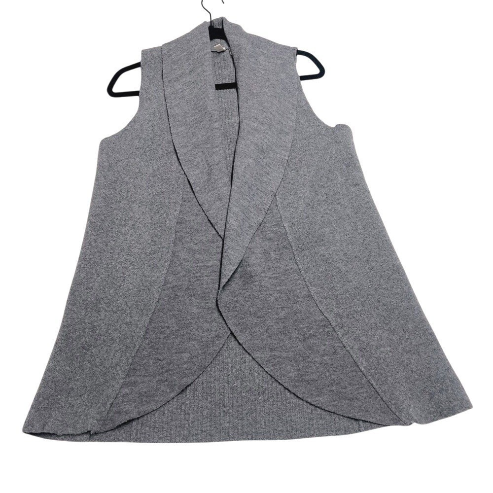 Moth Anthropologie Gray Wool Yak Blend Draped Open Front Sweater Vest Medium